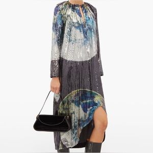 Ganni Sequin Earth Space Keyhole Front Crest Dress